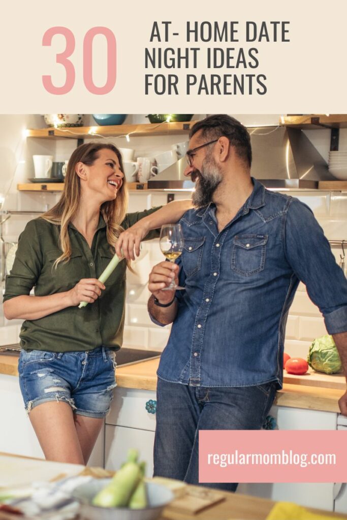 a man and woman are in the kitchen and are cooking together for an at home date night for a parents