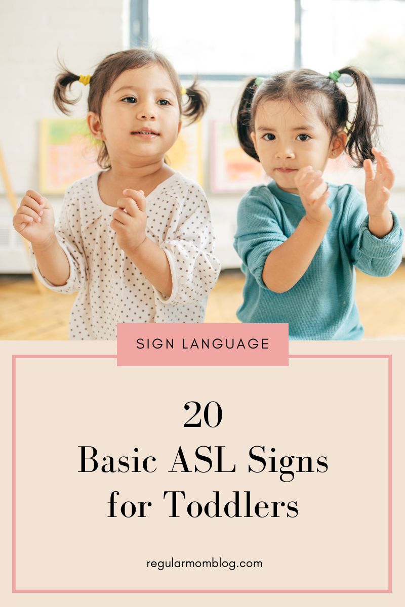 a blog graphic that features two toddler girls learning how to use sign lanuage