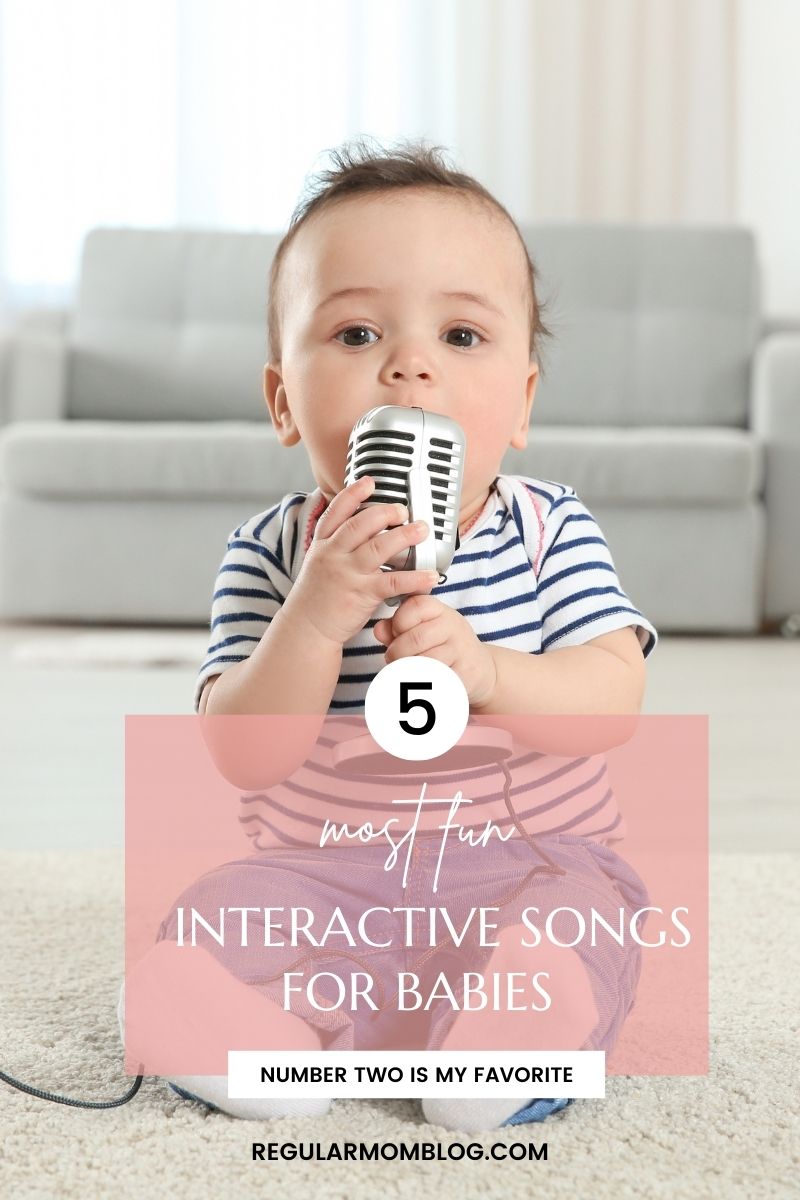 a baby sits on the floor with a microphone in his hand for interactive baby songs