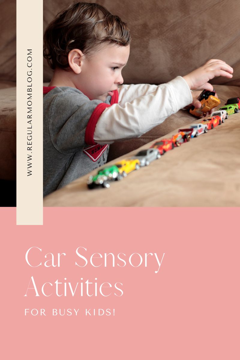 a blog graphic that features a boy lining up toy cars on the sofa